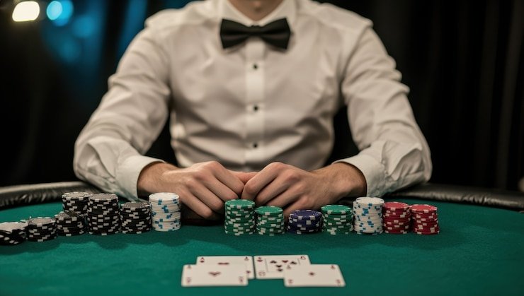 warungplay slot app on Android phone showing live blackjack table with low-data stream indicator